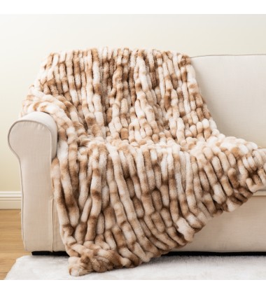 60x72Inch High end Quality Super Soft Thick Fluffy Outstanding Warm Double Sides Ruched Minky Throw Blankets for Couch