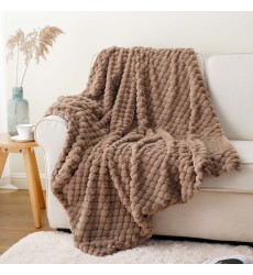 Double Side Luxury Decorative Tan Color Oversized Minky Faux Fur Throws