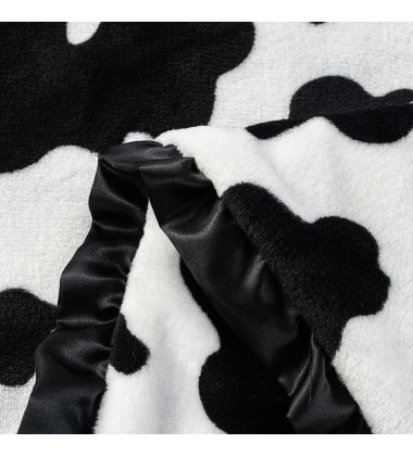 Black and White Cow Print Double Sides Fuzzy Super Soft Silky Cute Fleece Faux Fur Minky Blankets for Kids Boys Girls Adults