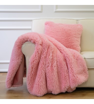 100%Recycle Polyester Soft Plush Faux Rabbit Fur Throw Blanket Heavy Weight Extra Soft Cuddle Blanket