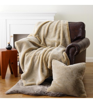 Luxury Stunning Frosted Double Sides Super Soft Cationic Faux Fur Chinchilla Throw Blankets for Winter