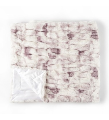 Purple Tie Dye Ruched Faux Fur Minky Blanket Super Soft Elegant Luxury and Warm for winter