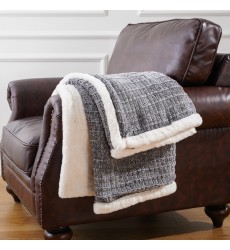 Luxury Gray Plush Fuzzy Chunky Knit Chenille Yarn Knit Faux Throw Blanket for Bed Sofa Chair Home