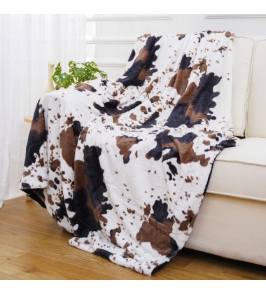 Hot Selling Luxury Cute Super Soft Cow Print Blanket  Animal Printed Mink Fleece Blankets