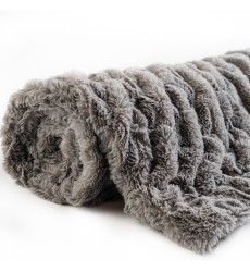 Luxury Gray Nordic Fox Rabbit Faux Fur Throw Blanket Soft Cuddle Hugs Fur Minky Lining