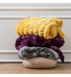 Luxury Gorgeous Minky Blanket Ruched Double Layer Faux Fur Blanket Fluffy and Cozy Vibrant Yellows