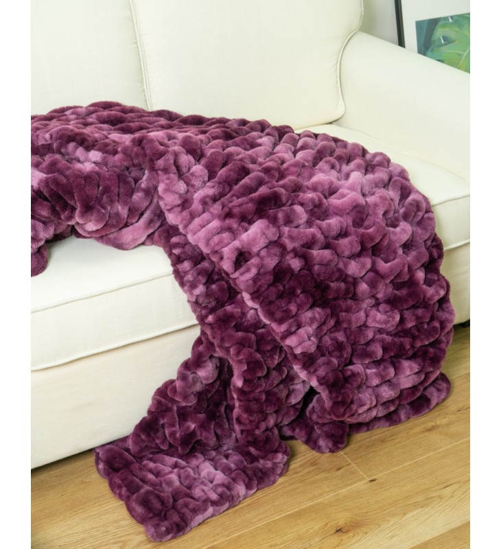Purple Multi Color Dye Fuzzy Faux Fur Apparel Blanket Crafting
