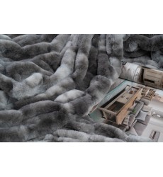 Ruched Fur Luxury Bed Throw Tie Dye Tan Grey  90''x90'' Premium Soft Cozy Brushed Long Fur For Bed Coach or Sofa