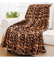 Faux Fur Bed Blanket in Leopard Print Reversible Soft Fluffy Minky Fleece Throw Blanket